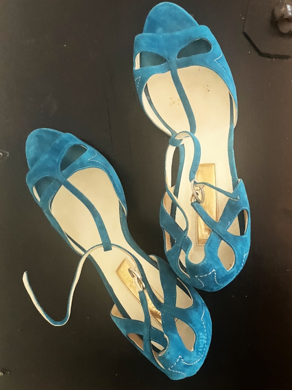 Rupert Sanderson Turquoise Suede Strappy Sandals 40 - Picture 4 of 5
